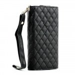 Wholesale iPhone 5 5C 5S Universal Flip Leather Wallet Case with Strap (Black)